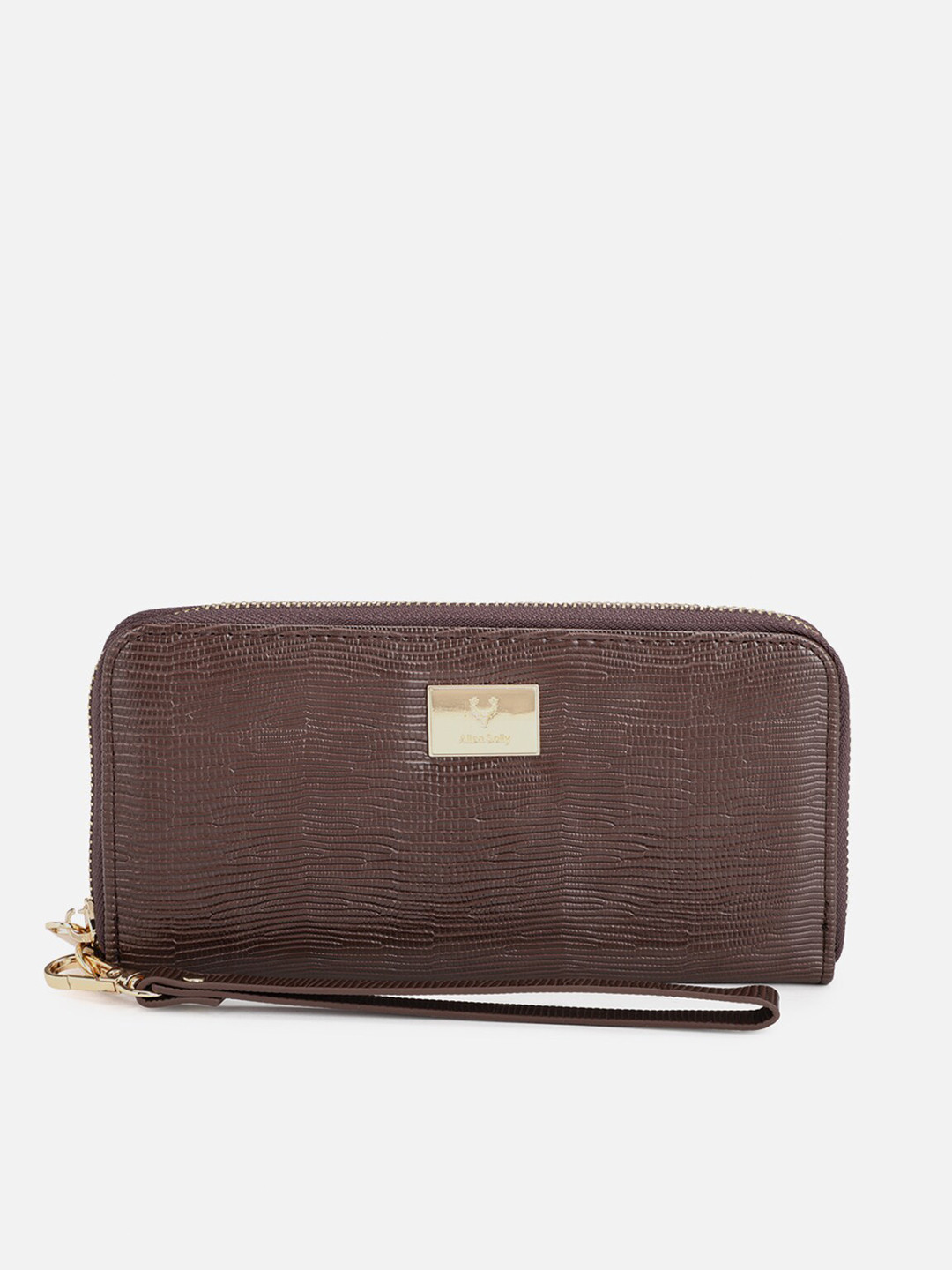 Buy Allen Solly Women Brown Textured PU Zip Around Wallet Wallets for