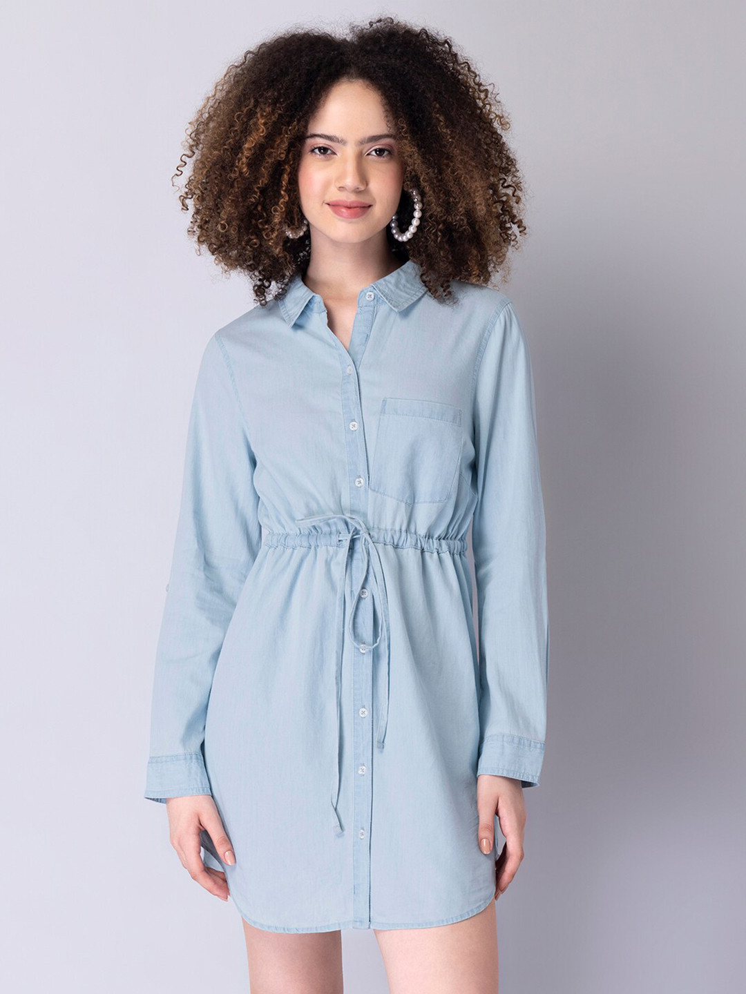 Buy FabAlley Blue Cotton Shirt Dress Dresses for Women 18626264 Myntra