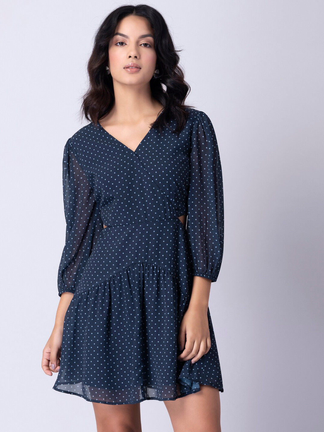 Buy FabAlley Women Blue Cut Out Wrap Dress Dresses for