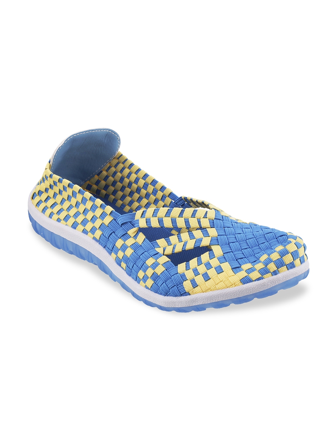 Buy Mochi Women Blue & Yellow Colourblocked Slip On Sneakers - Casual Shoes for Women 1862637 