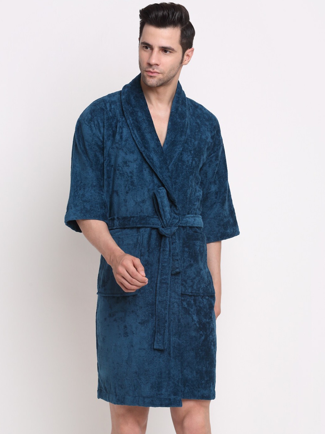 Buy MYTRIDENT Unisex Teal Blue Solid Bath Robe With Belt Bath Robe for Unisex 18627794 Myntra