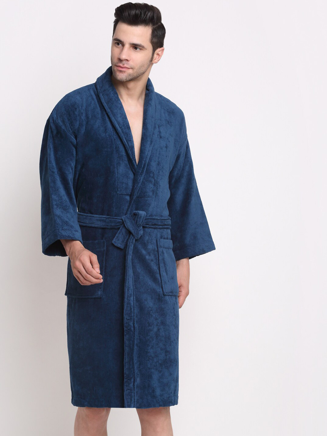 Buy MYTRIDENT Men Teal Blue Solid Bath Robe With Belt Bath Robe for Unisex 18627796 Myntra