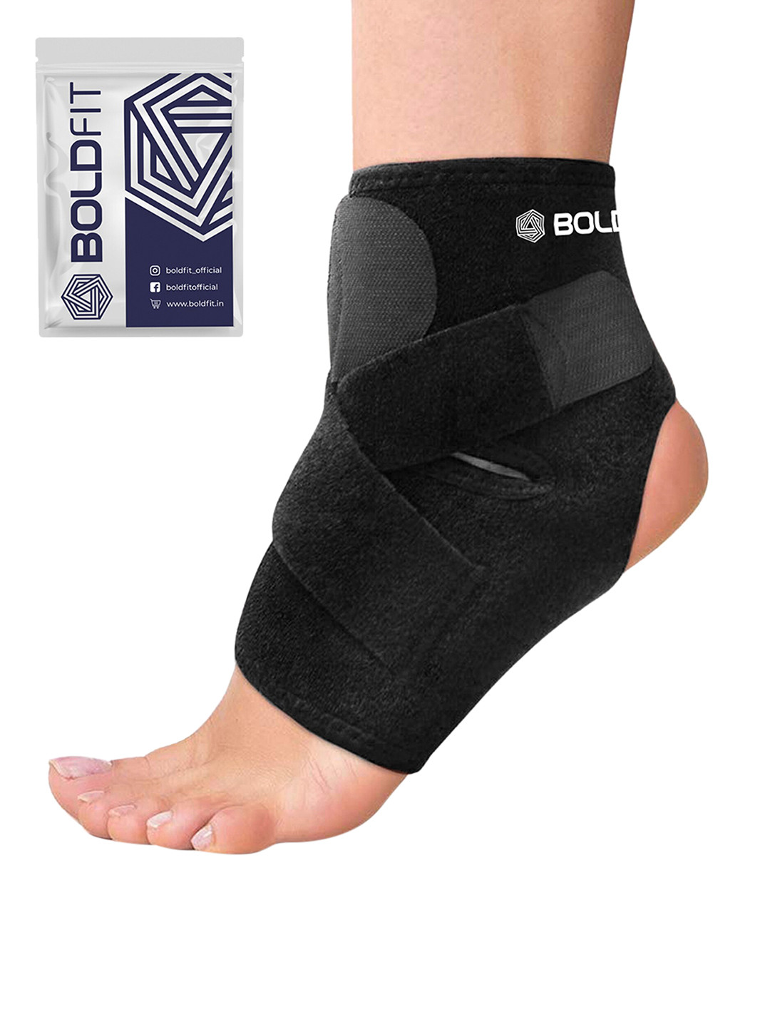 Buy BOLDFIT Black Solid Open Heel Ankle Support Sports Accessories