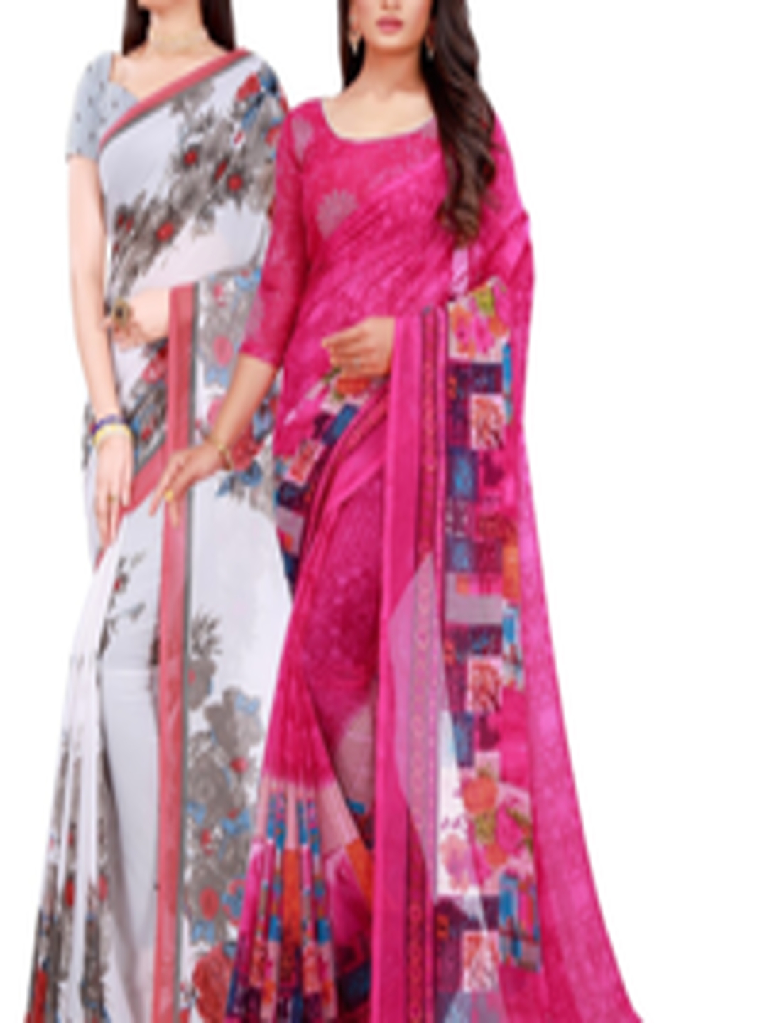 Buy Florence Magenta & White Pure Georgette Saree - Sarees for Women ...