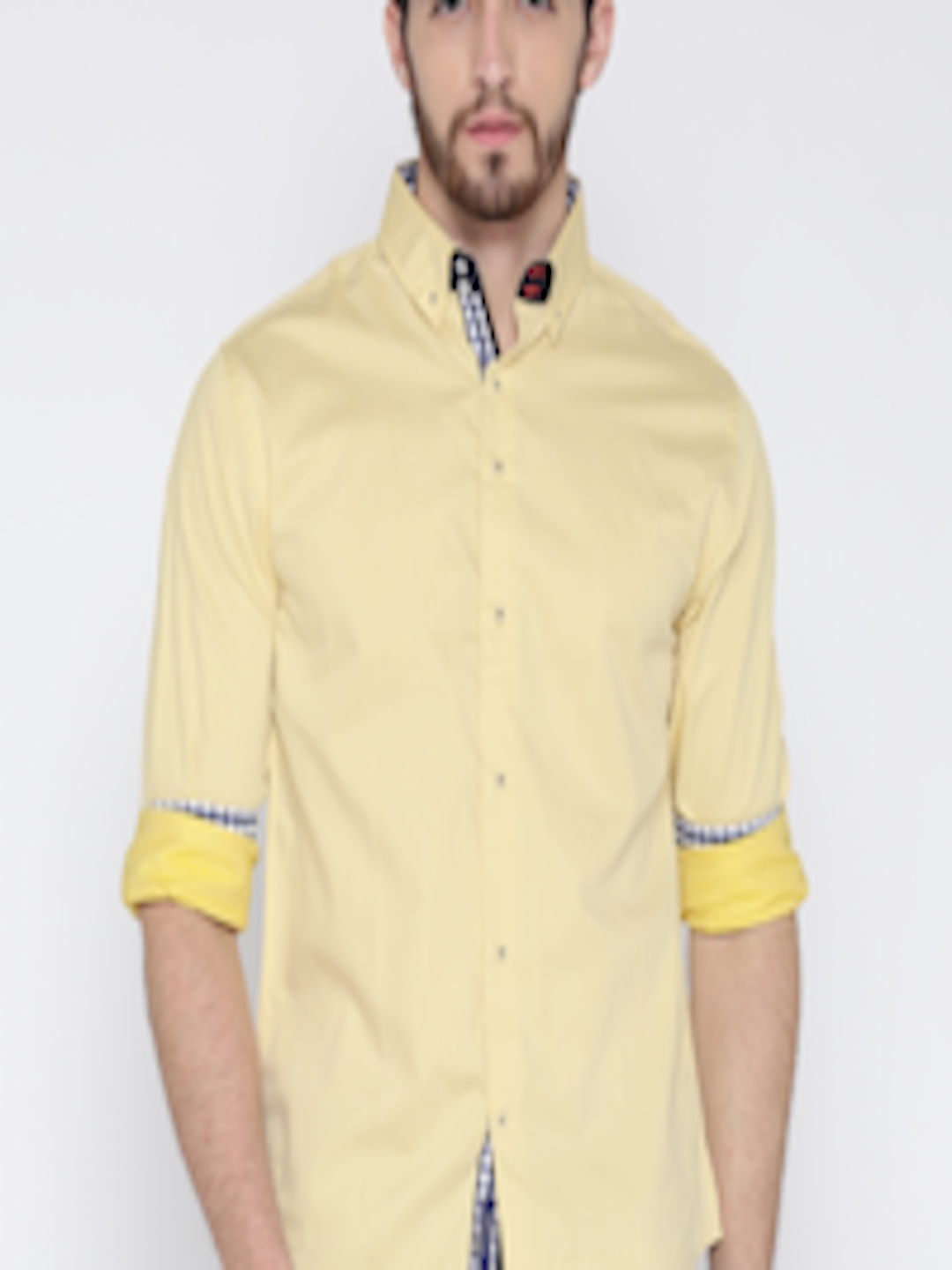 Buy Red Tape Men Yellow Self Striped Casual Shirt - Shirts for Men ...