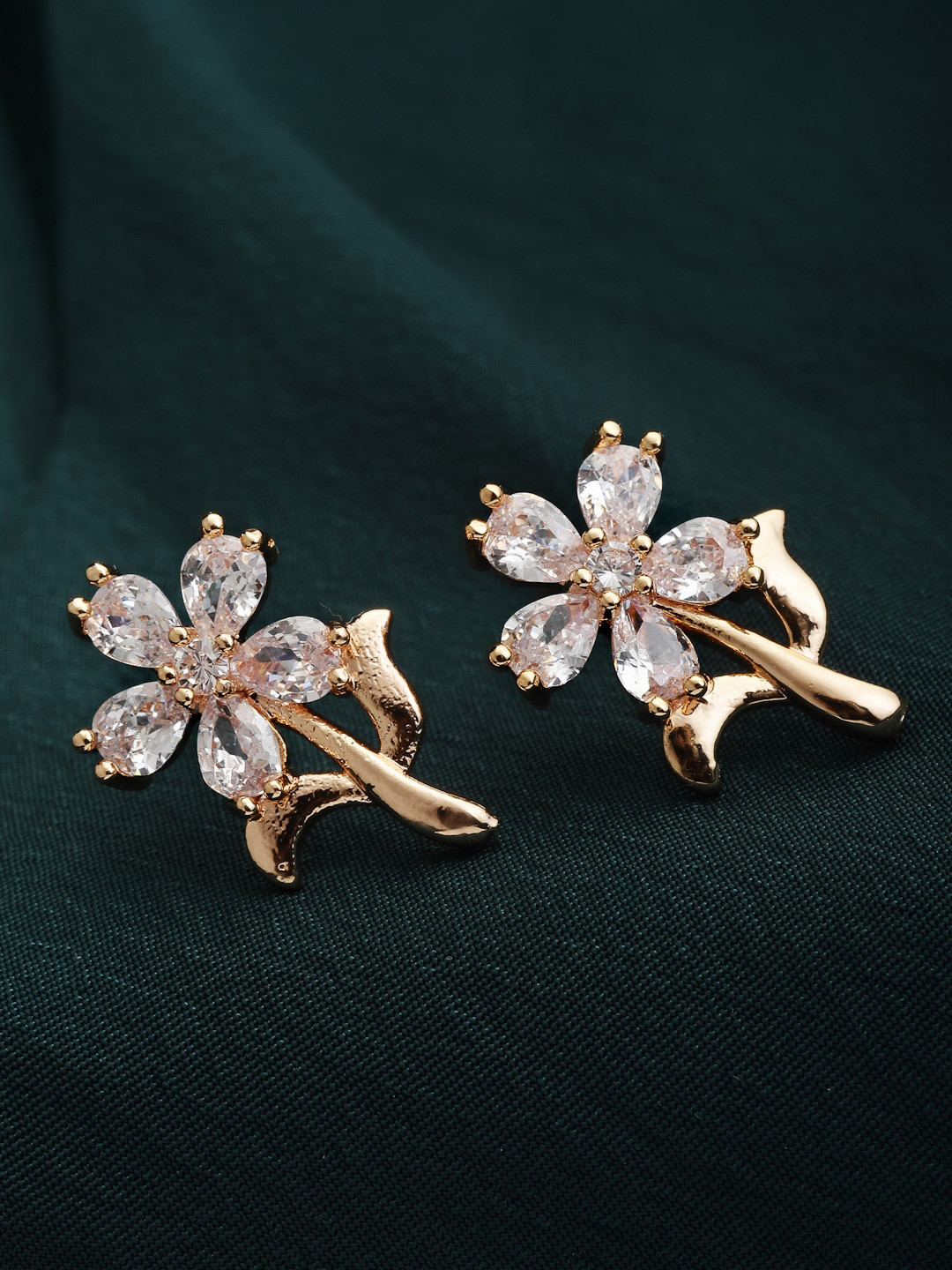 Buy VOGUE PANASH Gold Toned Floral Studs Earrings Earrings for Women