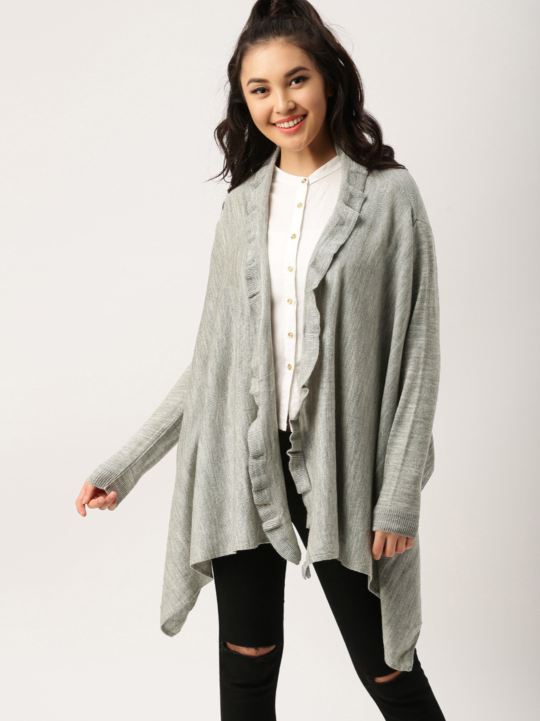 Buy DressBerry Grey Ruffle Shrug Shrug for Women 1863534 Myntra