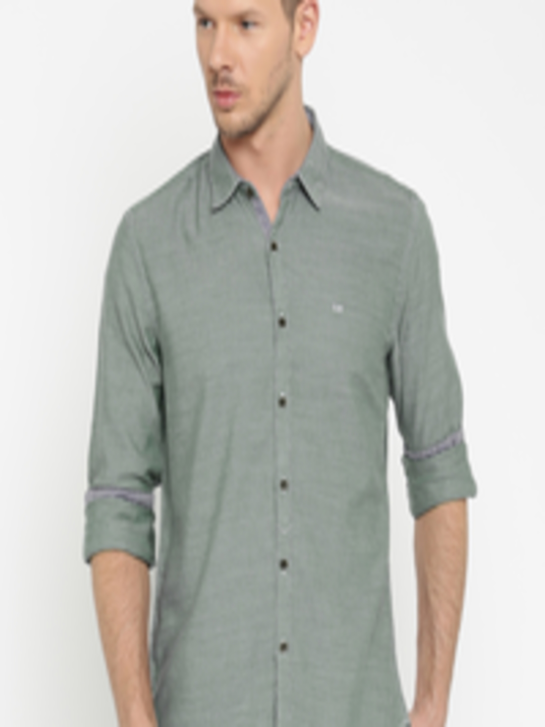 Buy Lee Men Green Slim Fit Solid Casual Shirt - Shirts for Men 1864485 ...