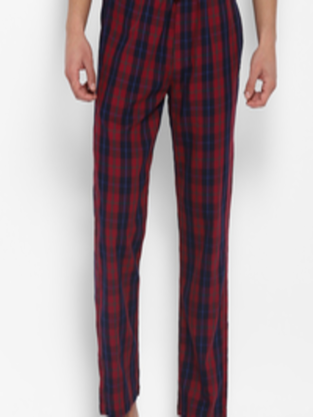 Buy Red Chief Men Maroon & Navy Blue Checked Lounge Pants - Lounge ...