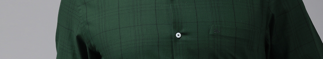 Buy Arrow Men Green & Black Original Slim Fit Checked Pure Cotton ...