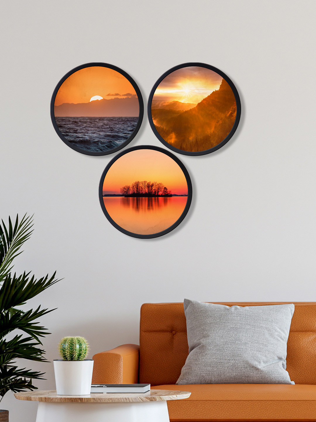 Buy 999Store Set Of 3 Orange Rising Sun Wall Art Wall Art for Unisex 18647070 Myntra
