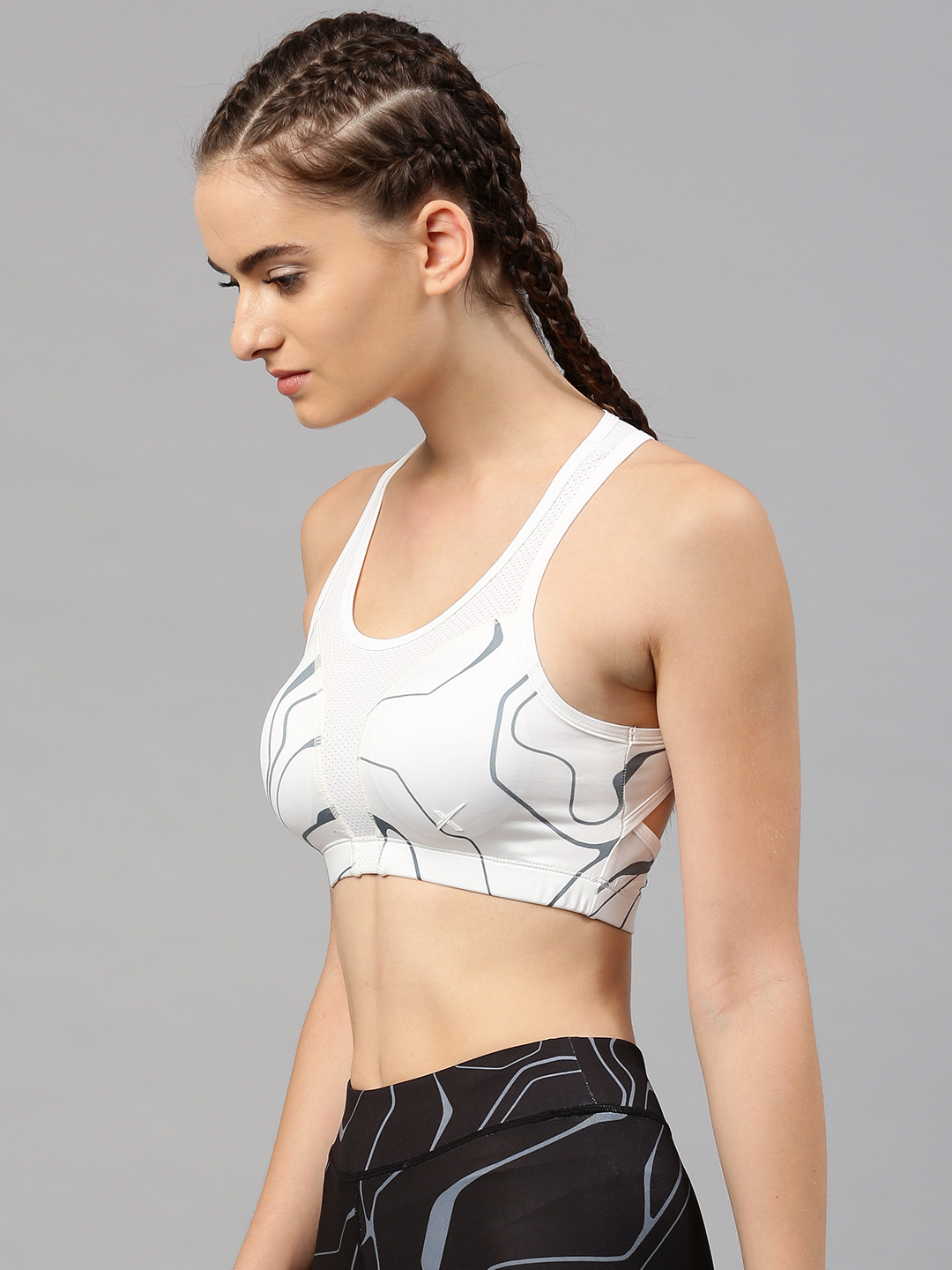 Buy HRX By Hrithik Roshan White Printed Non Wired Lightly Padded Sports Bra Bra for Women