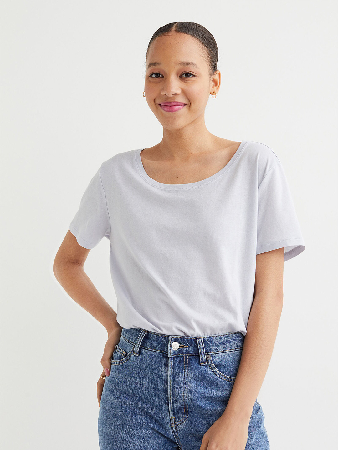 Buy H&M Women Blue Modal Blend T Shirt Tshirts for Women 18651994