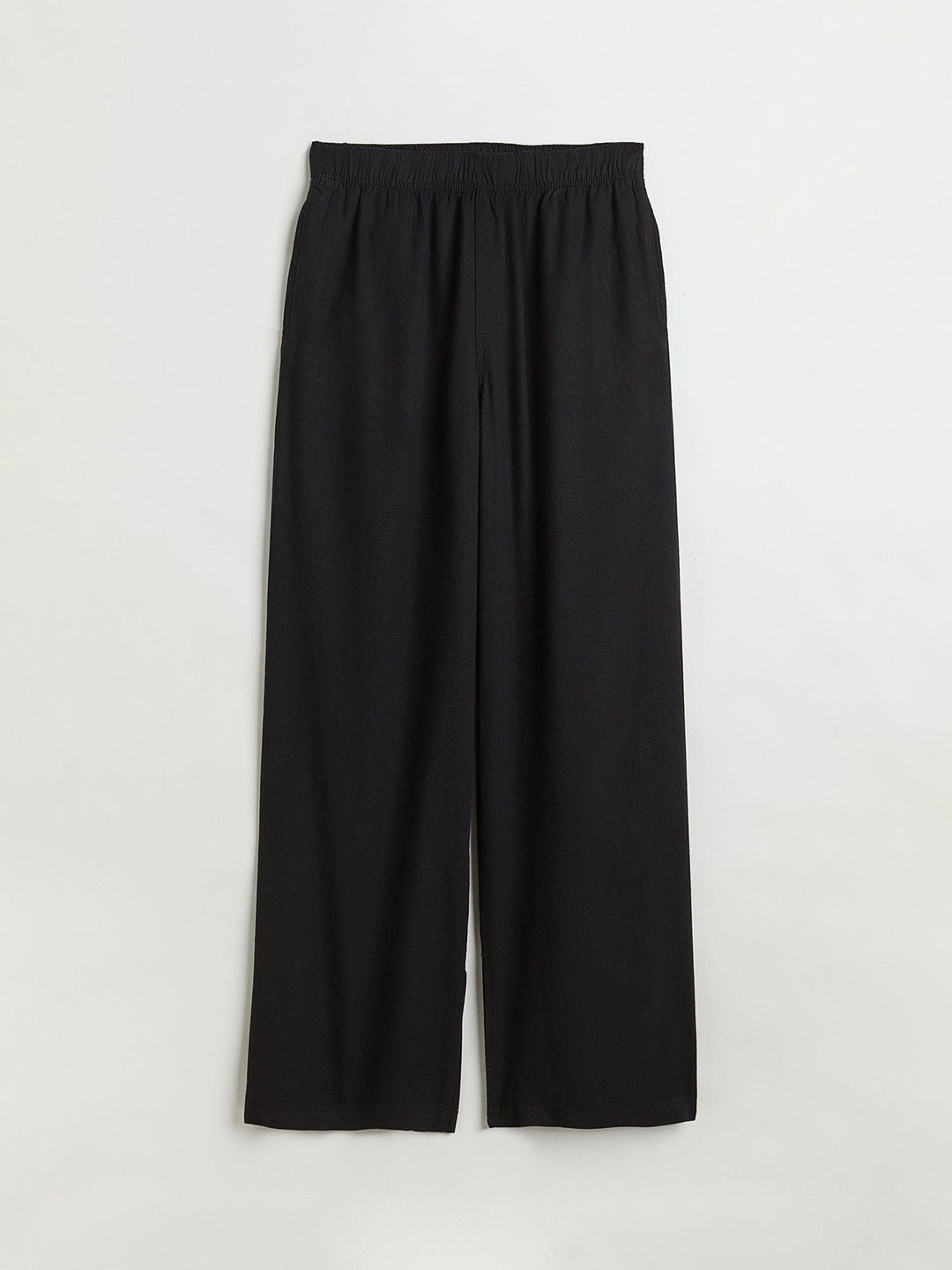 Buy H&M Women Black Linen Blend Trousers Trousers for Women 18652080
