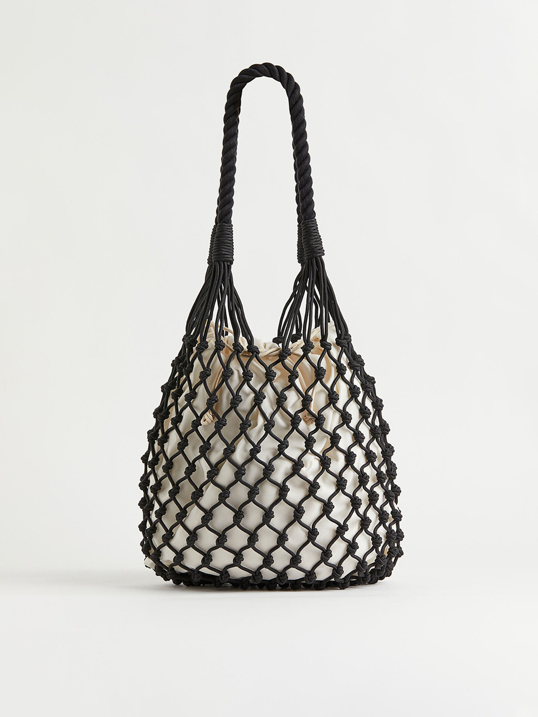 Buy H&M Black & White Self Design Net Bag & Pouch Handbags for Women 18652104 Myntra
