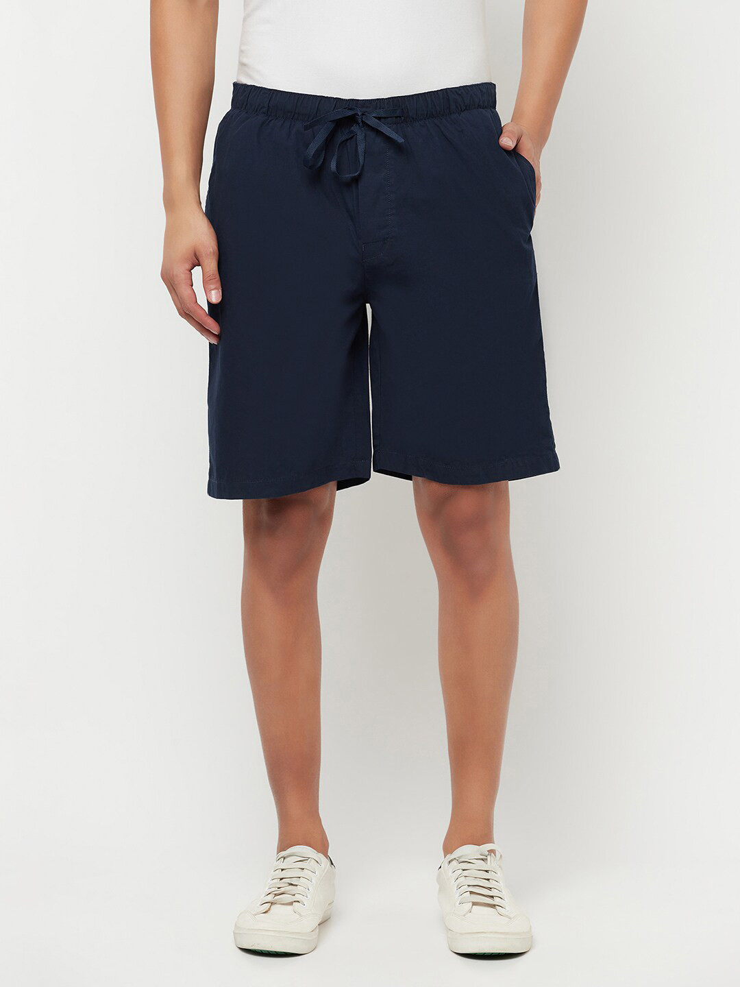 Buy Crimsoune Club Men Navy Blue Solid Lounge Shorts - Lounge Shorts ...