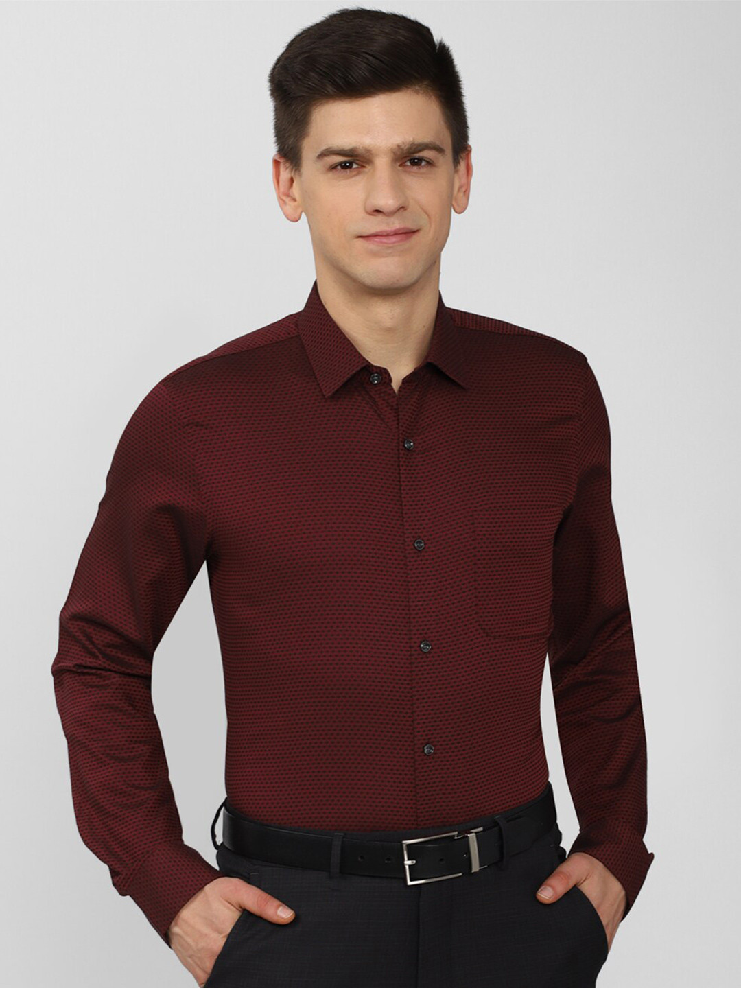 Buy Peter England Men Maroon Slim Fit Printed Formal Shirt Shirts for Men 18654884 Myntra