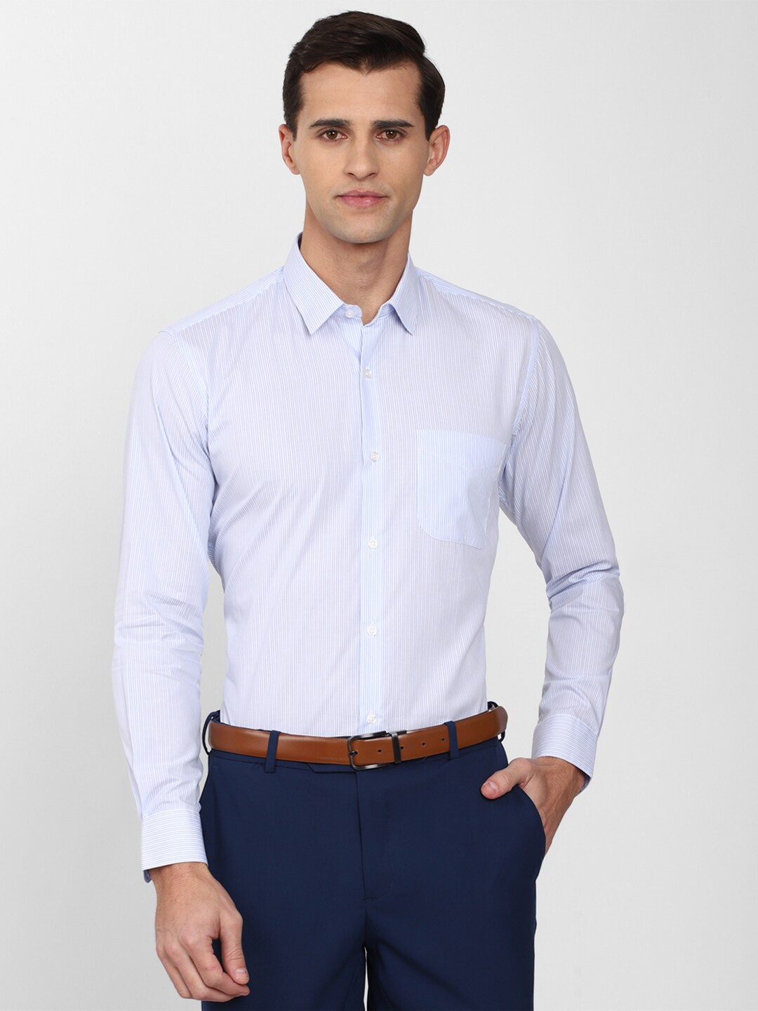 Buy Peter England Men Blue Striped Cotton Formal Shirt - Shirts for Men ...