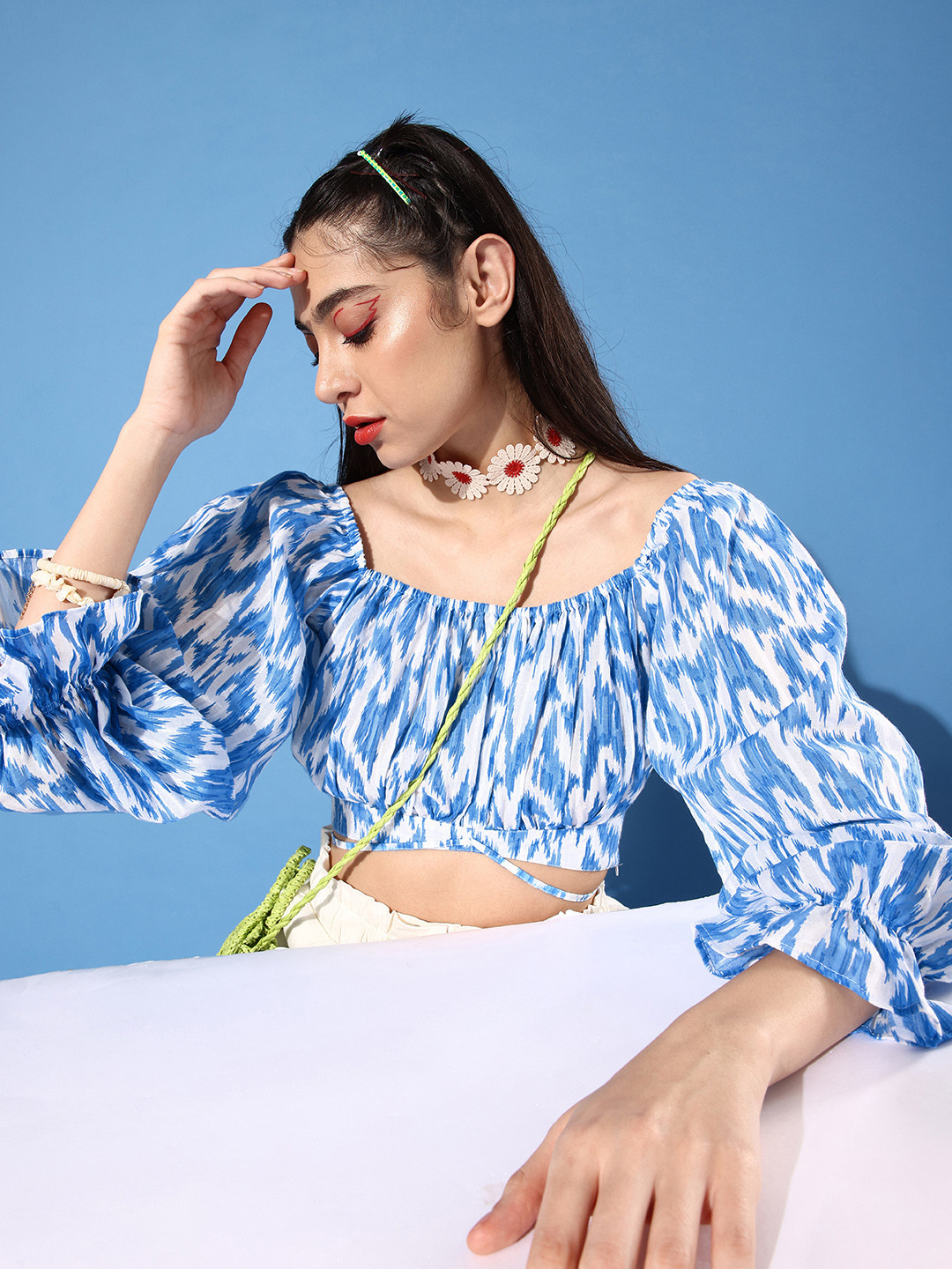 Buy HERSHEINBOX White Abstract Strings Attached Top Tops for Women 18656156 Myntra