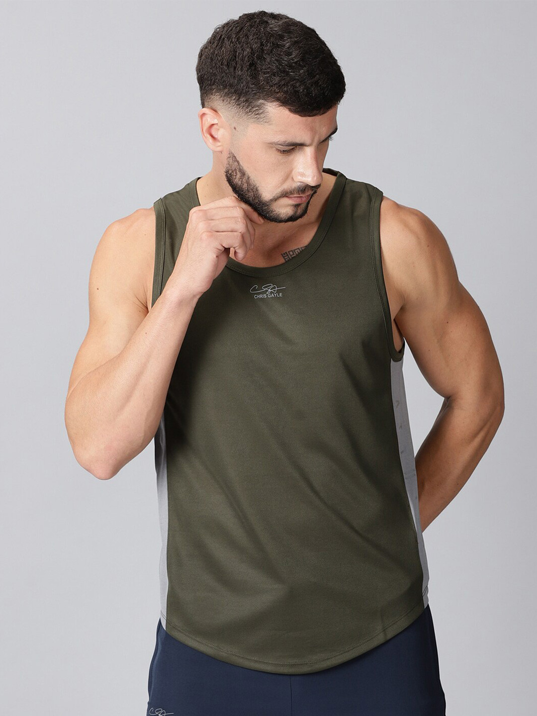 Buy ATTIITUDE Men Green & Grey Dri FIT T Shirt Tshirts for Men