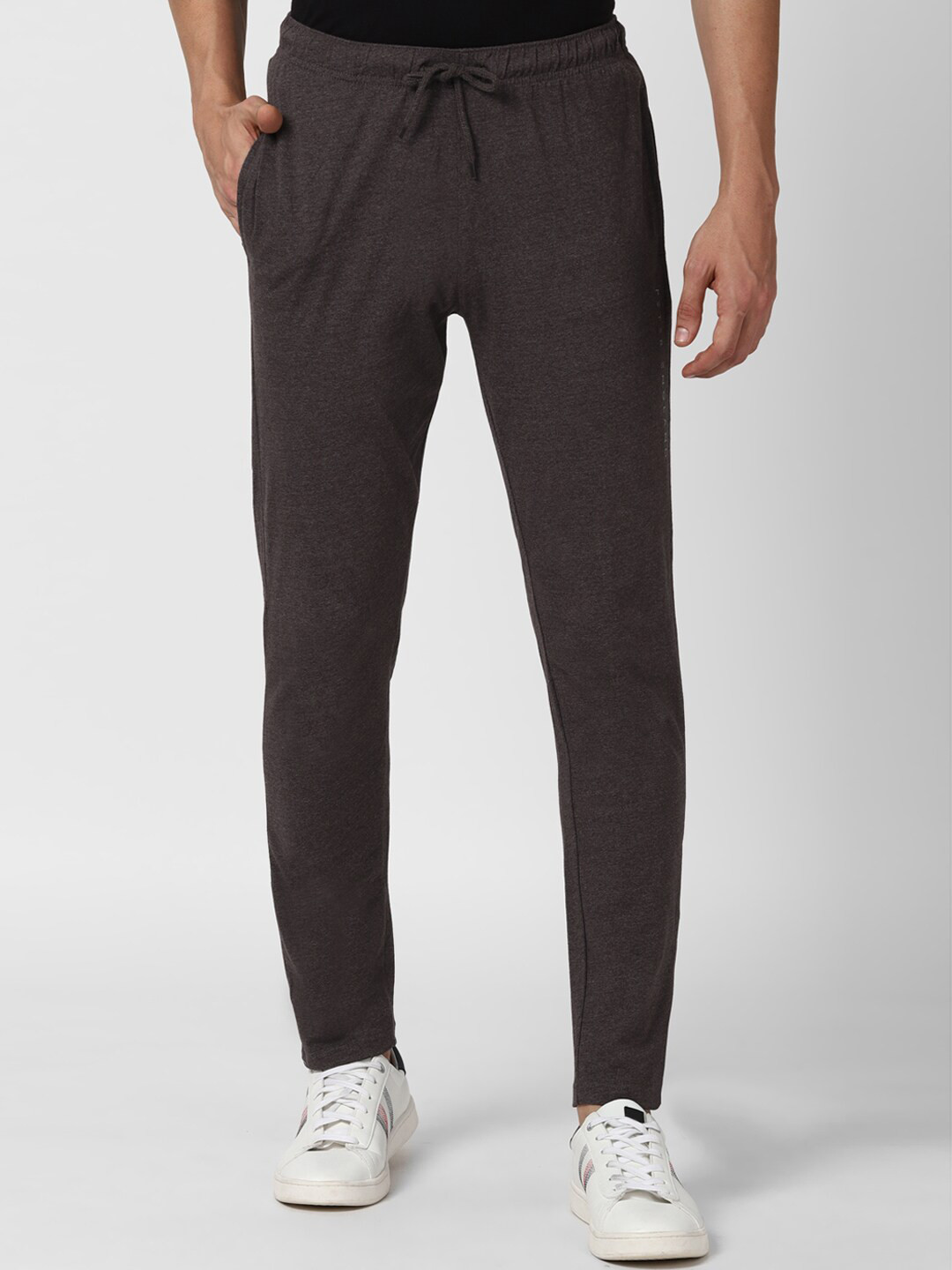 Buy Peter England Men Grey Solid Cotton Track Pants Track Pants for