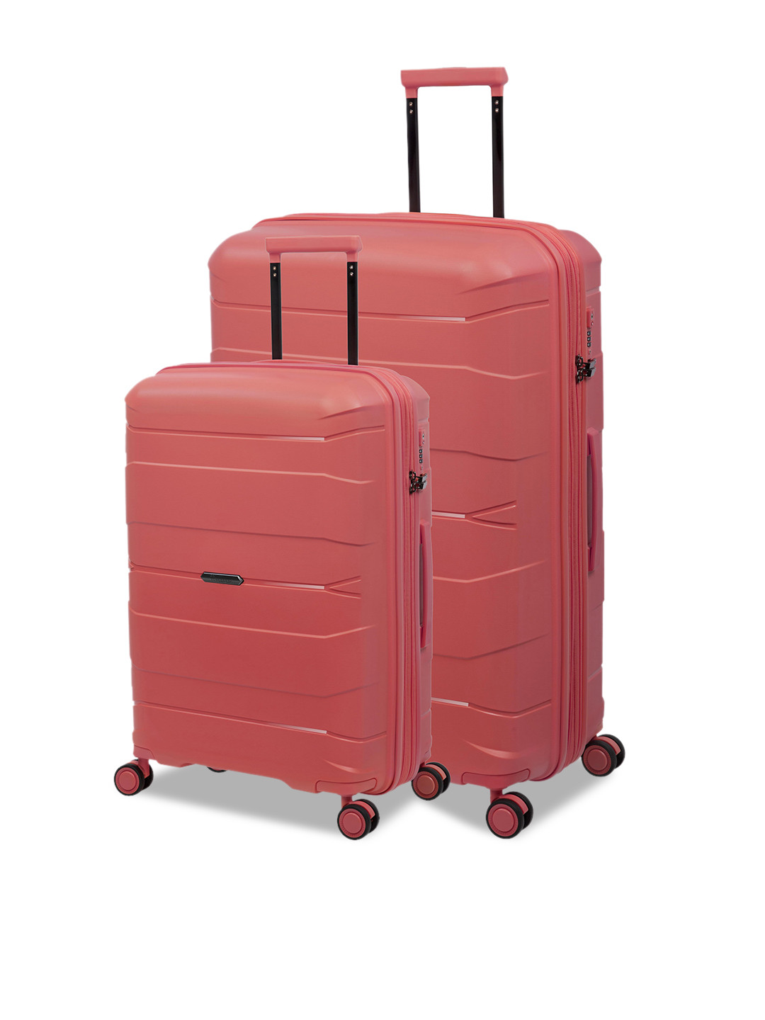 Buy IT Luggage Set Of 2 Coral Red Solid Hard Sided Trolley Suitcases