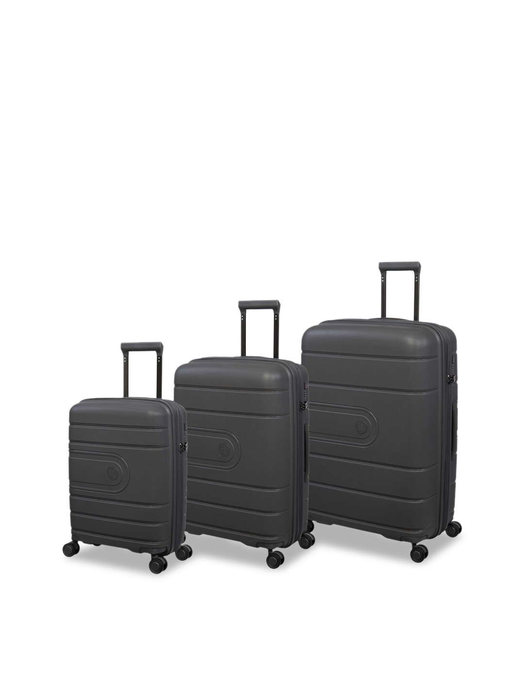 Buy IT Luggage Set Of 3 Grey Solid Hard Sided Trolley Bag Trolley Bag