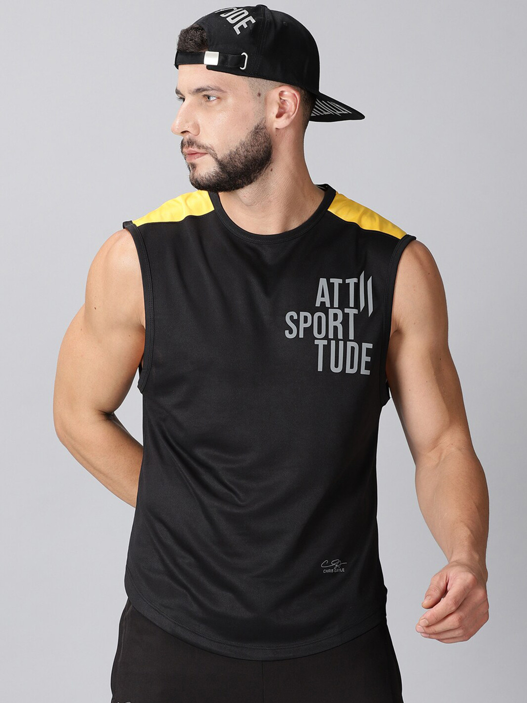 Buy ATTIITUDE Men Black Typography Printed Dri FIT T Shirt Tshirts