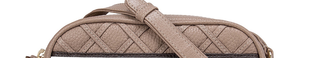 Buy Da Milano Brown Geometric Leather Half Moon Sling Bag - Handbags ...