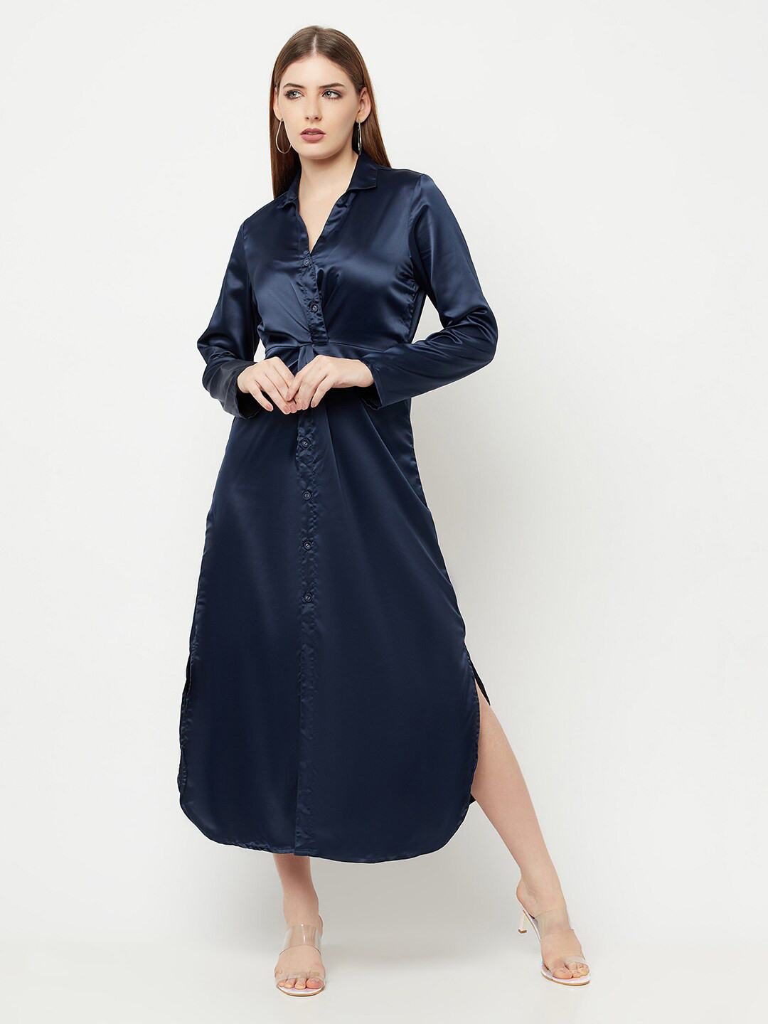Sarita Cotton Bandeau Dress – Navy Blue