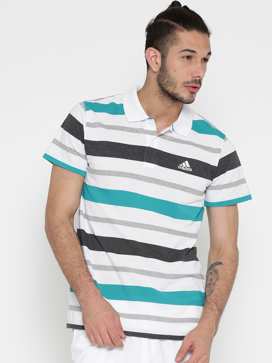 Buy ADIDAS Men White TP YD ST C Striped Polo Collar T Shirt Tshirts