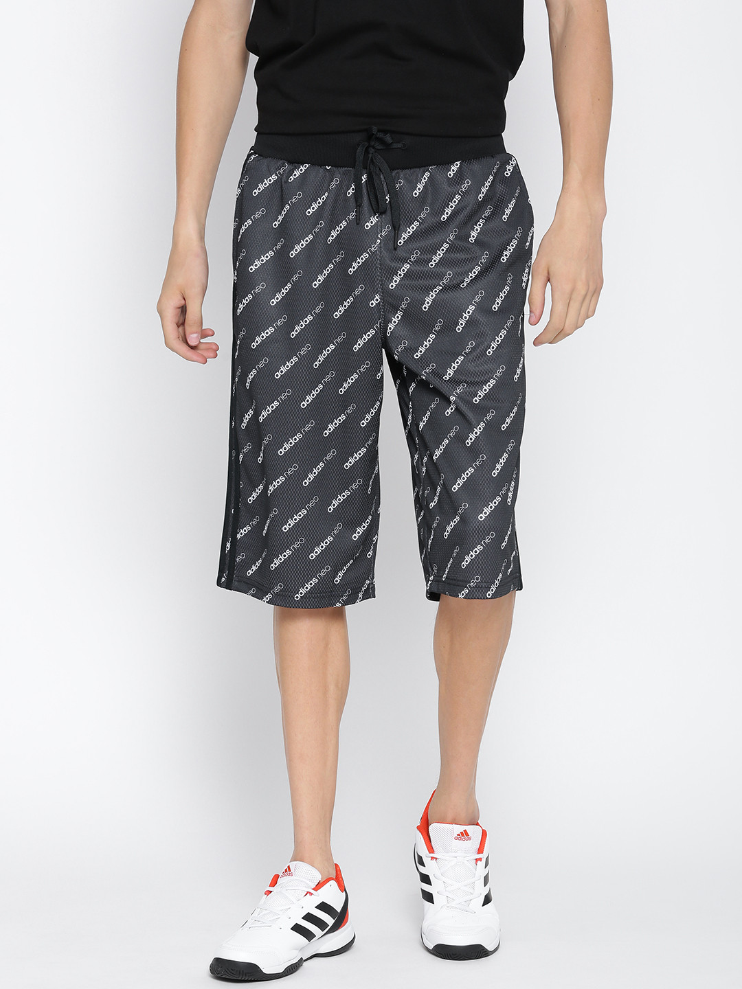 Buy ADIDAS NEO Men Charcoal Grey FR Q2 3/4th Printed Track Pants - Track Pants for Men 1868047 