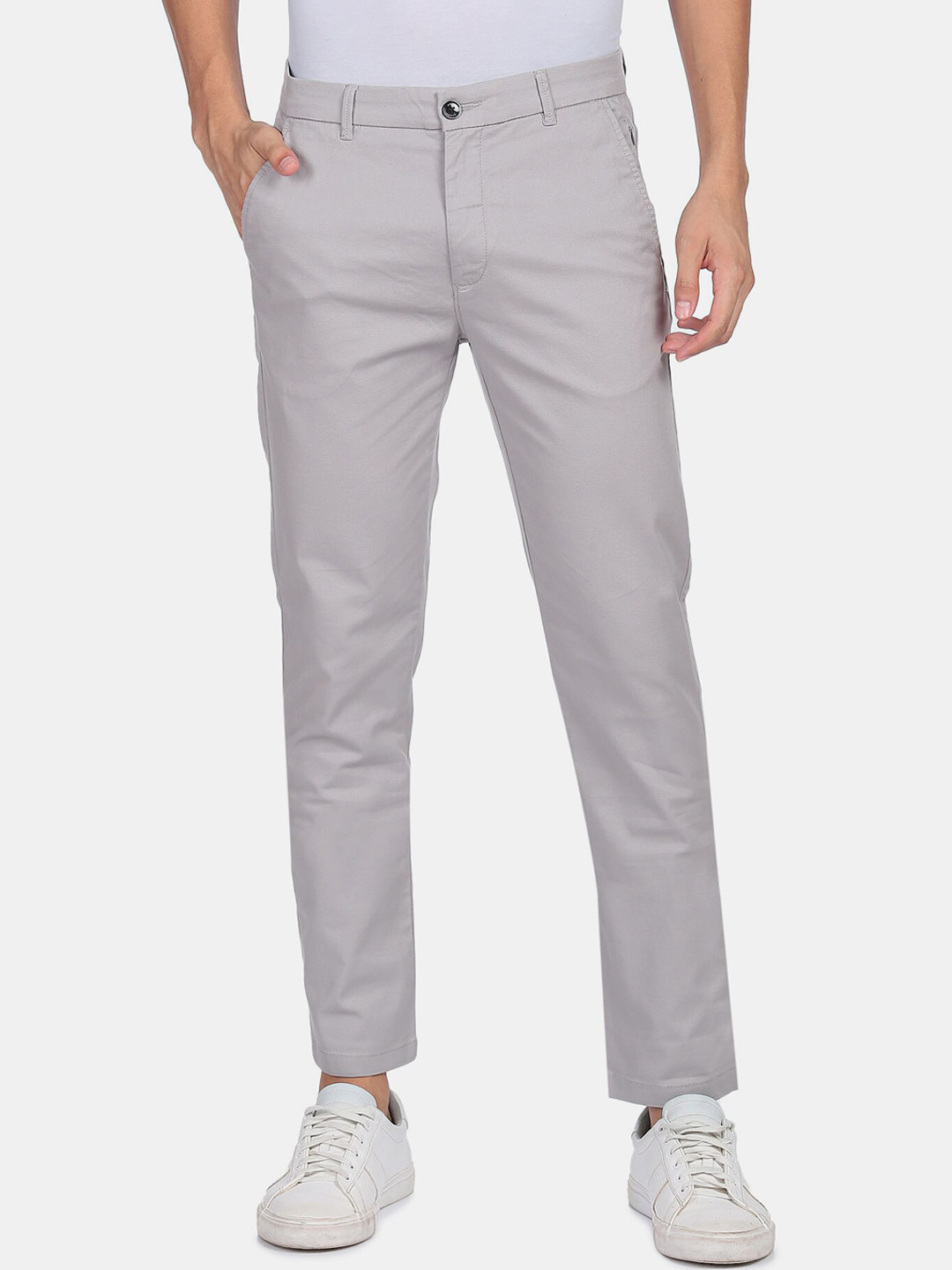 Buy Arrow Sport Men Grey Skinny Fit Low Rise Trousers Trousers for Men 18684574 Myntra
