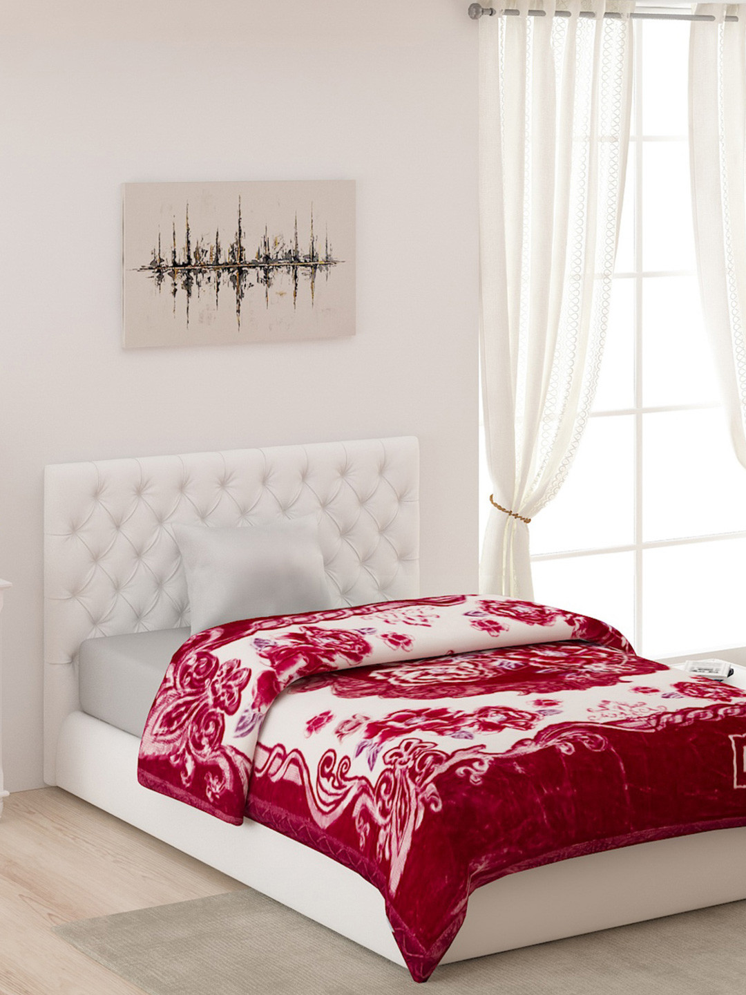 Buy Monte Carlo Pink & White Floral AC Room Single Bed Blanket Blankets Quilts And Dohars for