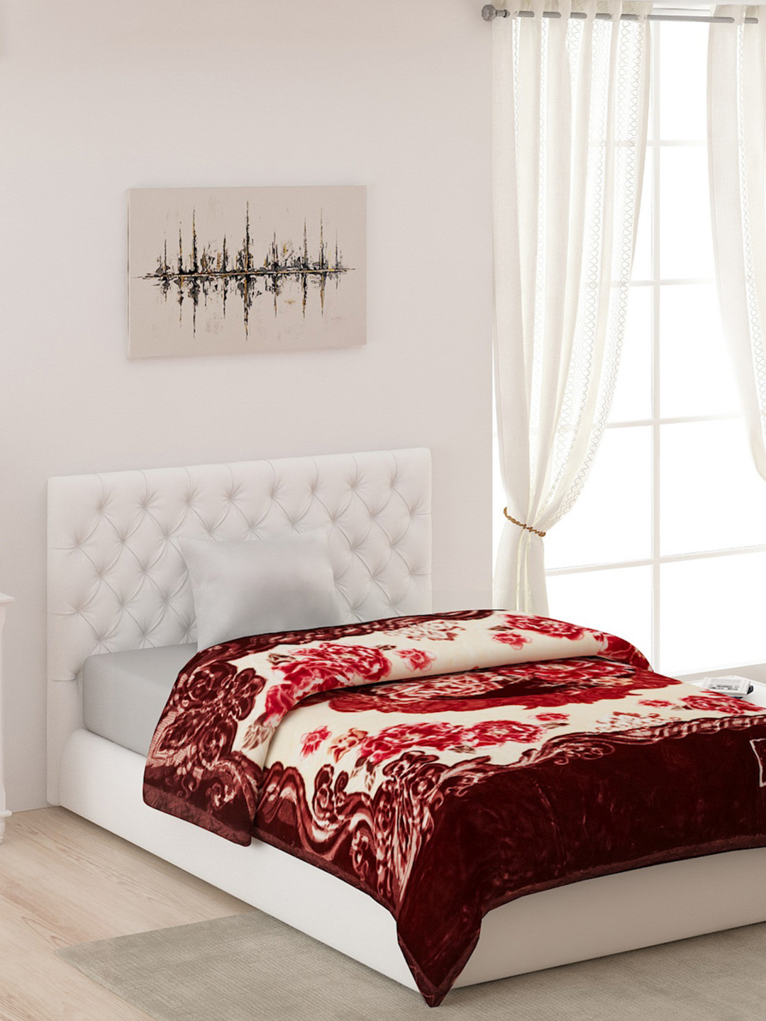 Buy Monte Carlo Multicoloured Floral AC Room Single Bed Blanket