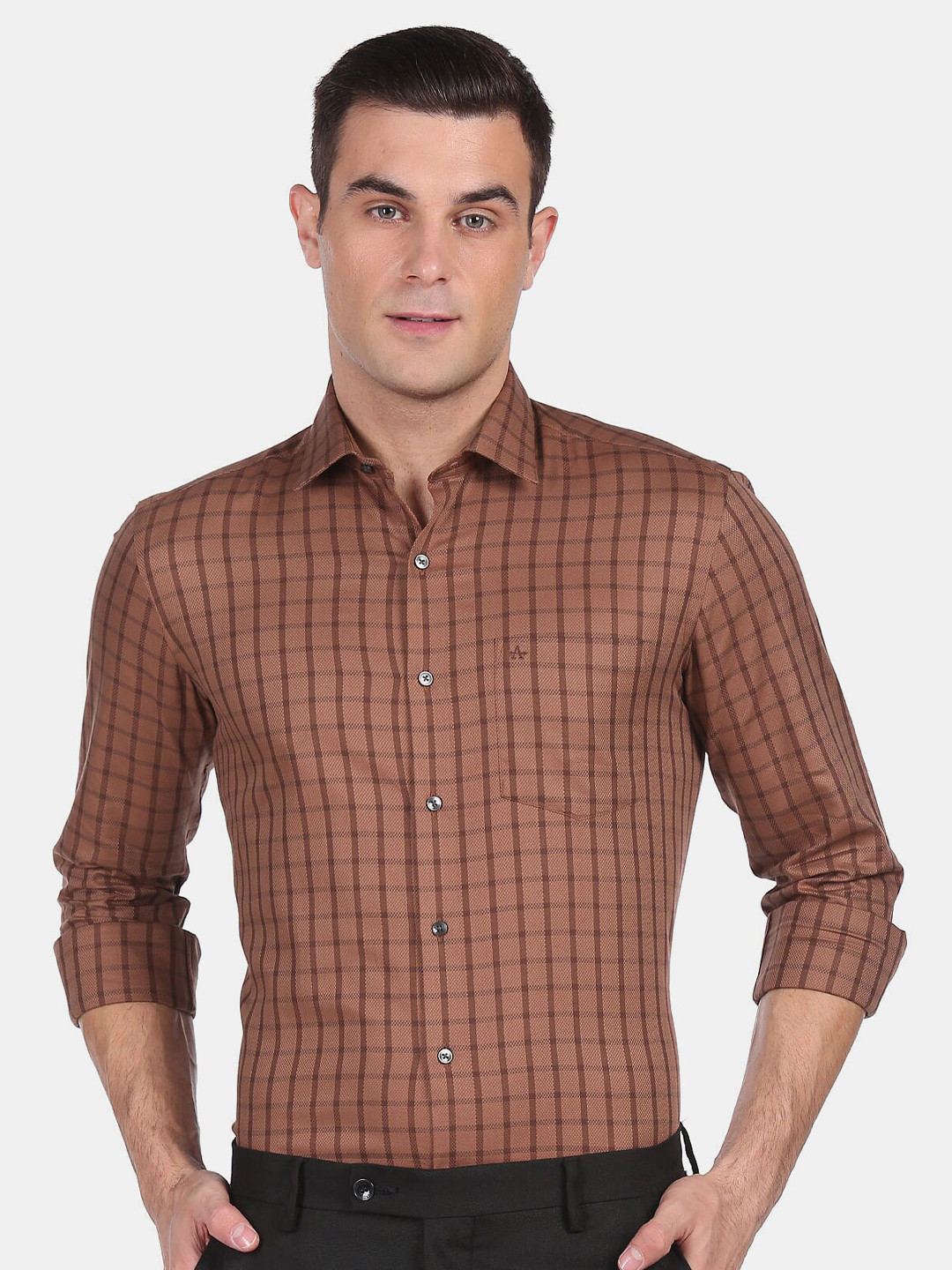 Buy Arrow Men Brown Slim Fit Checked Formal Shirt Shirts for Men
