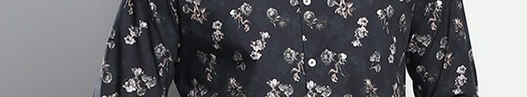 Buy Dennis Lingo Men Black Slim Fit Floral Printed Casual Shirt ...