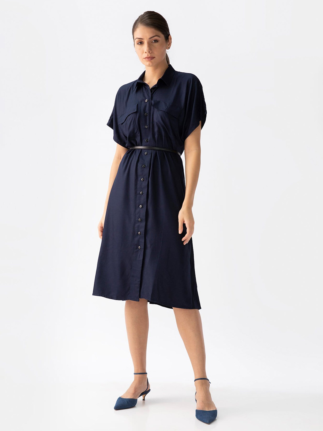 Buy Saltpetre Navy Blue Shirt Dress Dresses for Women 18693690 Myntra