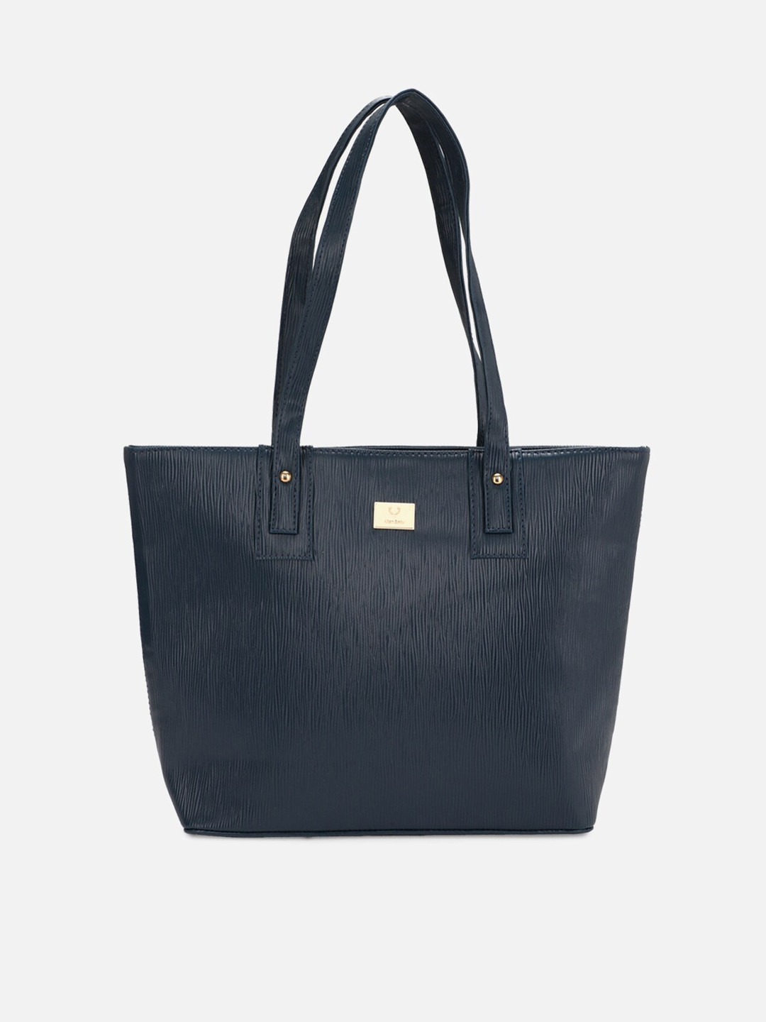 Buy Allen Solly Navy Blue Textured PU Structured Tote Bag Handbags
