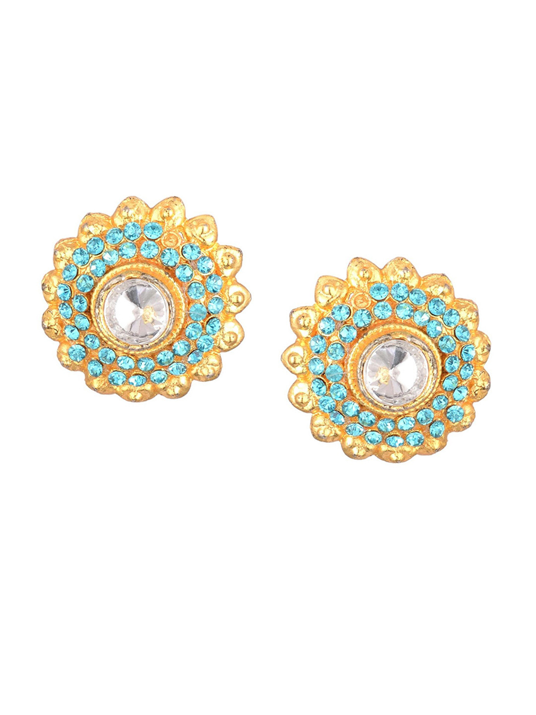 Buy Kshitij Jewels Blue Gold Plated Contemporary Studs Earrings