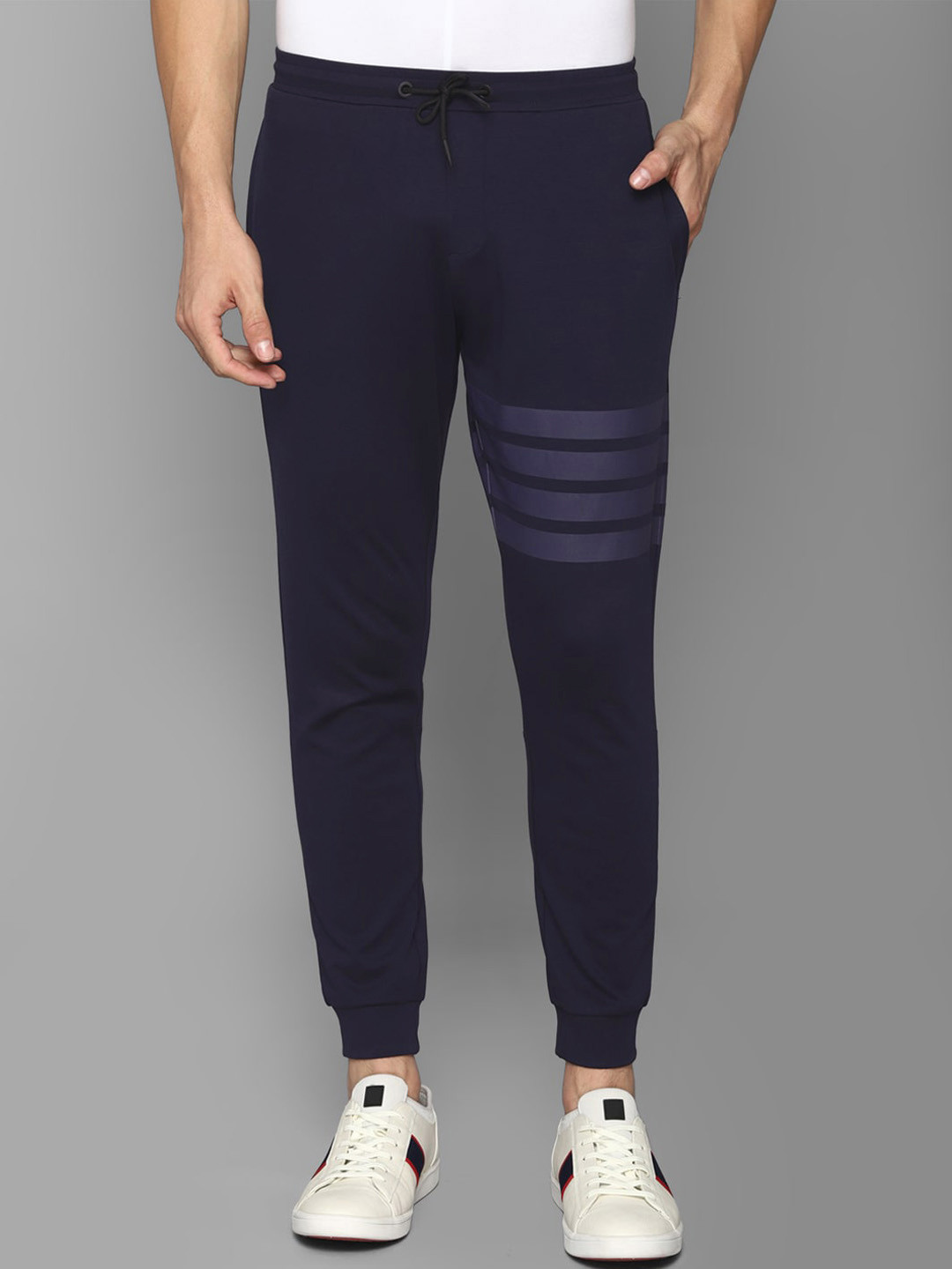 Buy Allen Solly Tribe Men Navy Blue Solid Jogger Track Pant Track