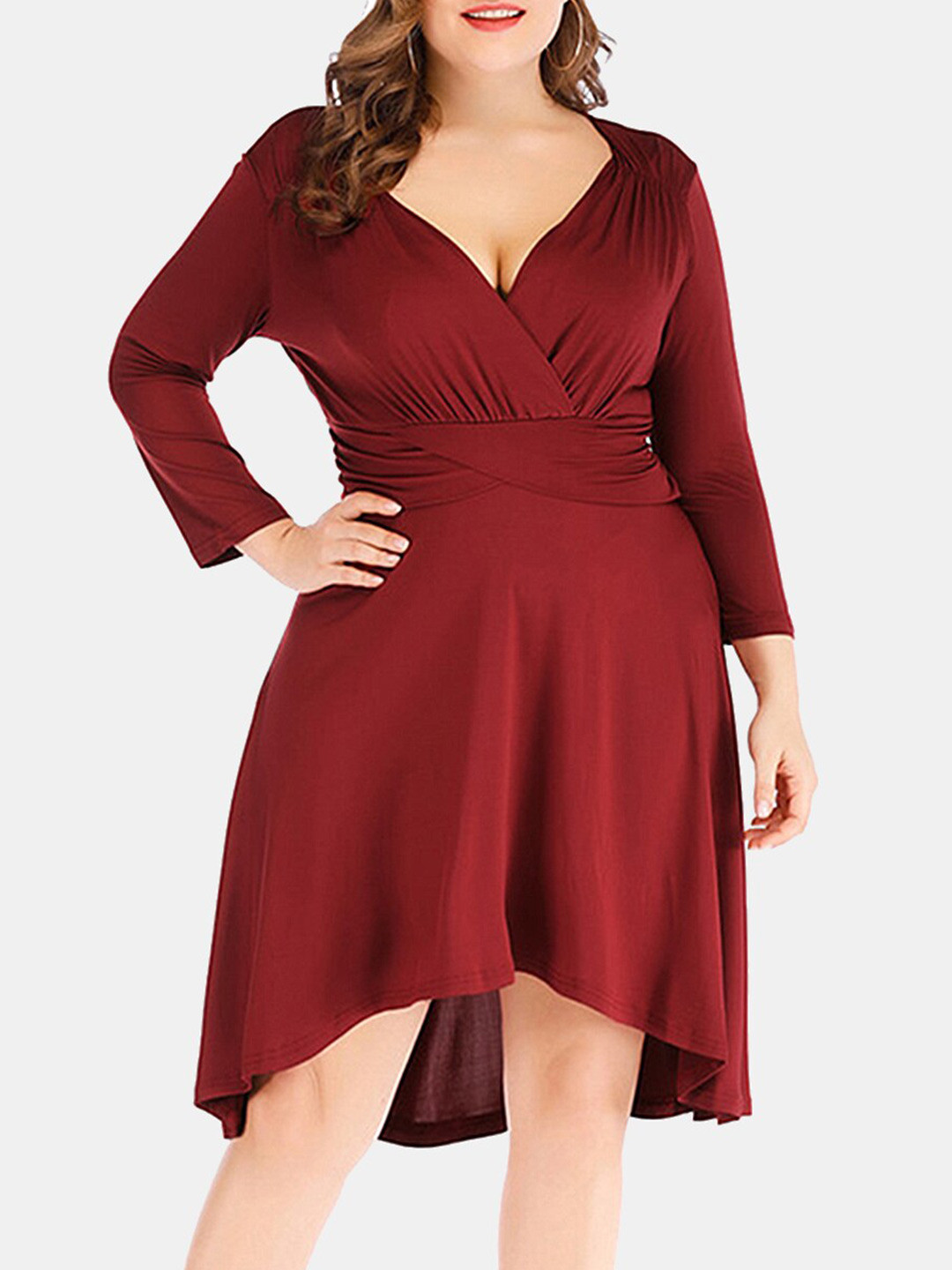 Buy URBANIC Plus Size Women Burgundy Dress Dresses for Women 18700874