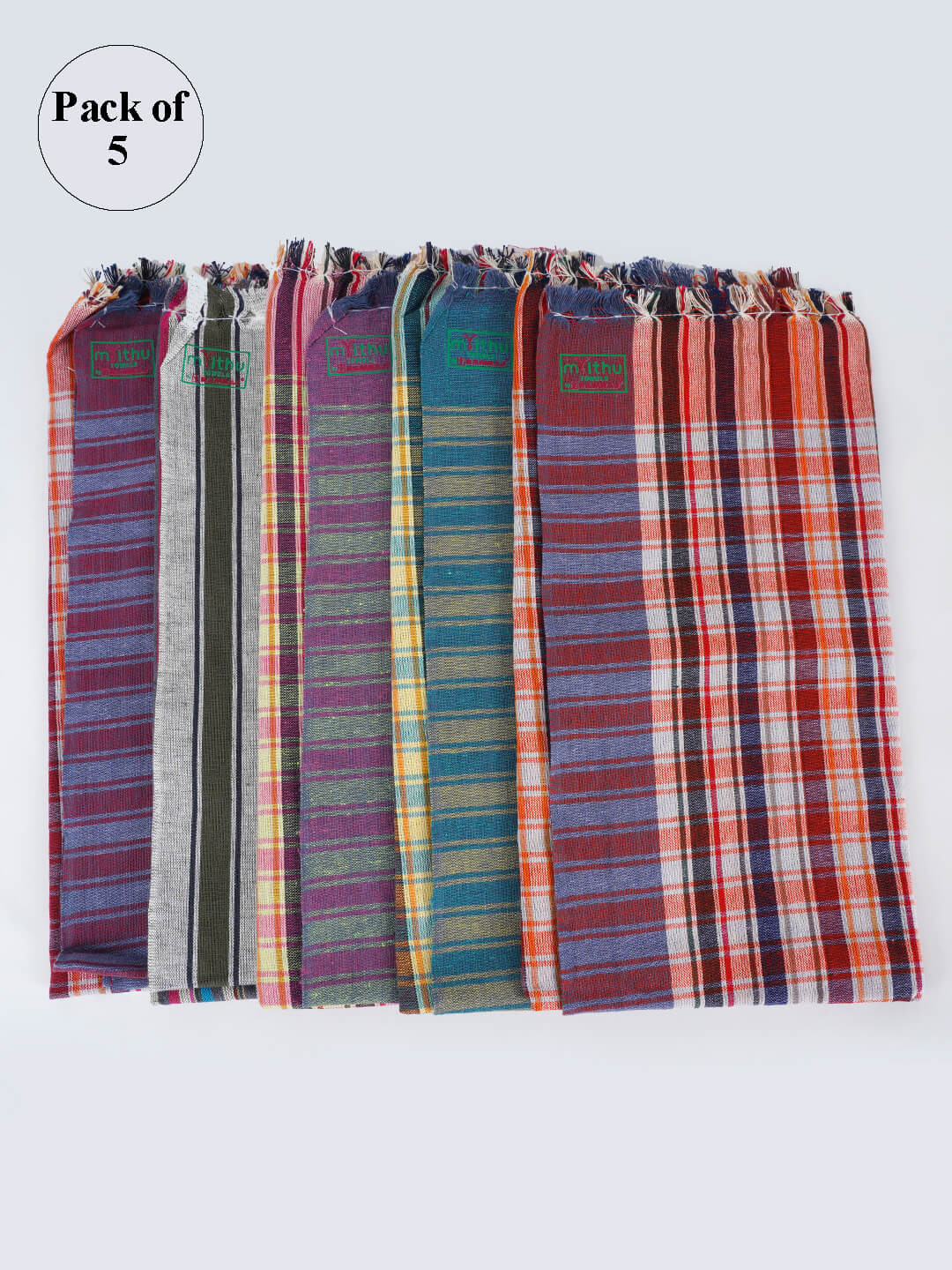 Buy Ramraj Pack Of 5 Checked Pure Cotton Bath Towels Bath Towels for