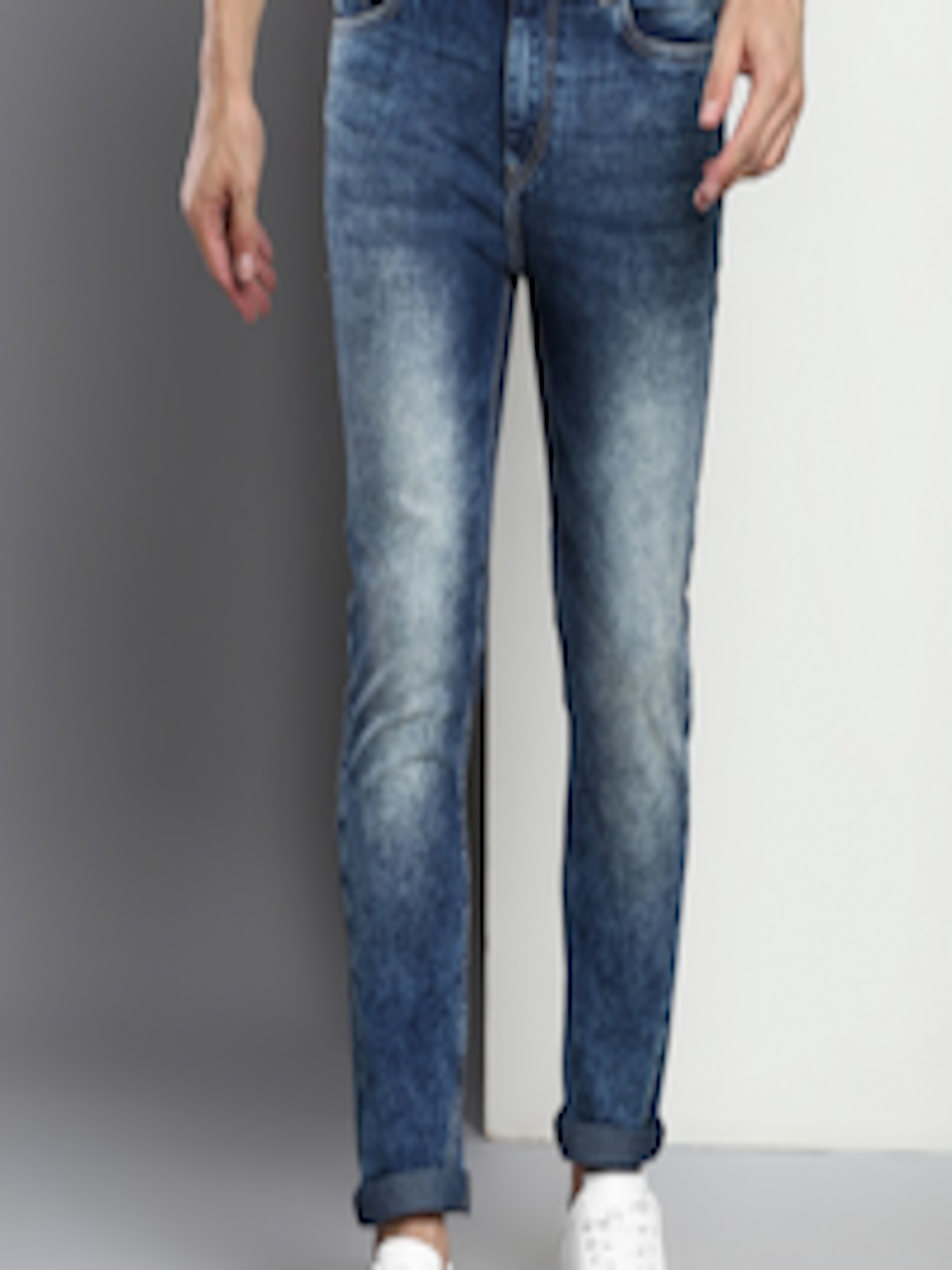 Buy Dennis Lingo Men's Blue Slim Fit Light Fade Stretchable Denim Jeans ...