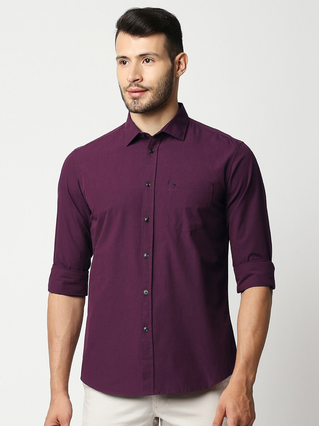 Buy Basics Men Purple Slim Fit Casual Shirt - Shirts for Men 18709434 ...