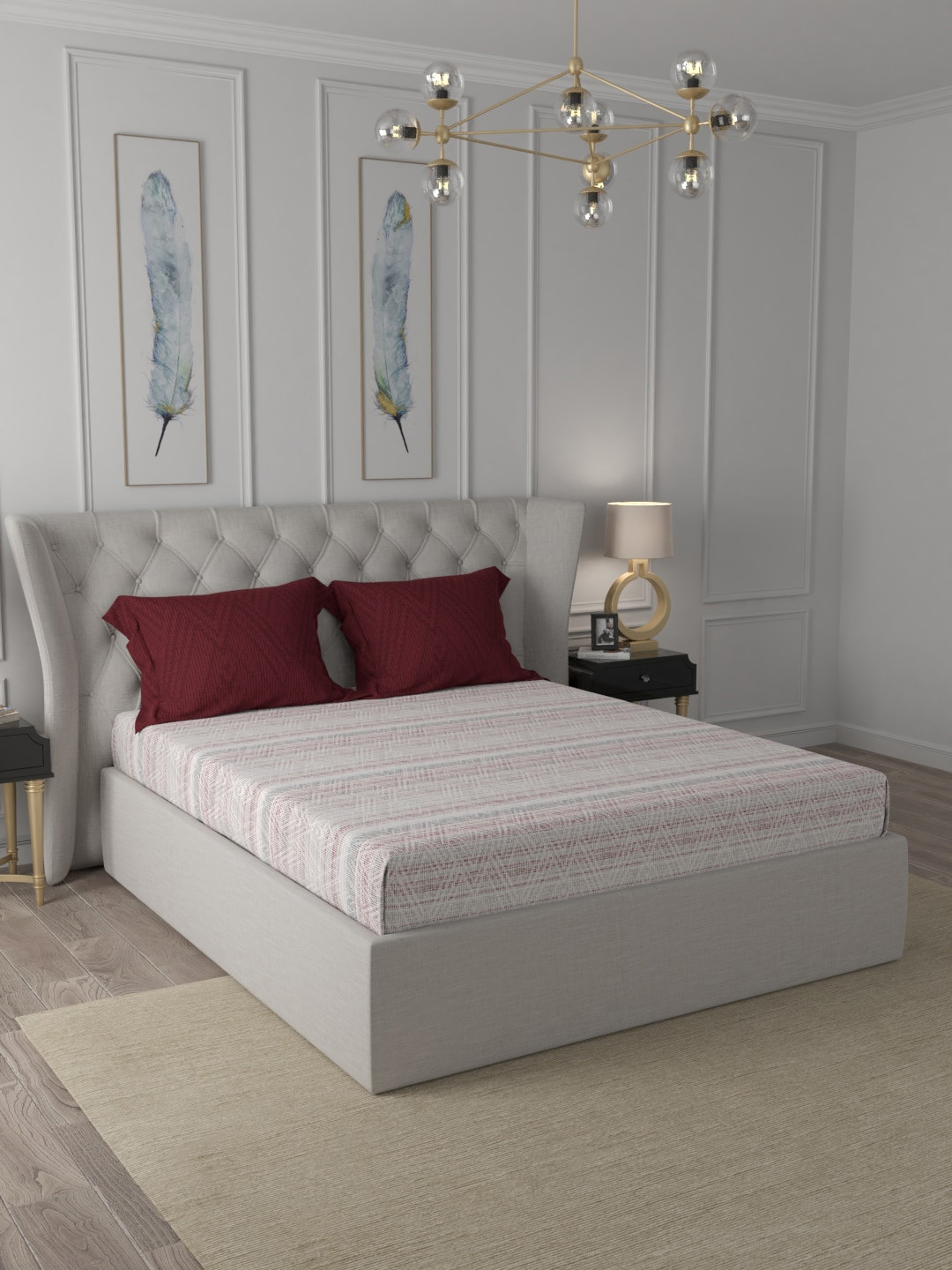 Buy MYTRIDENT Ariana Pink Classic 210TC 2PL King Size Bed Sheet Bedsheets for Unisex 18712884