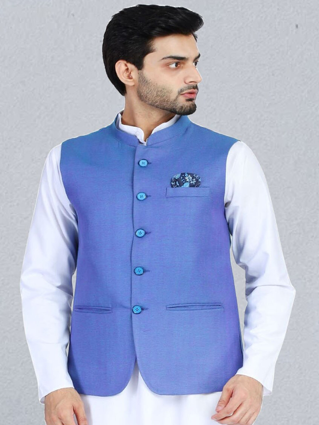 Buy TAHVO Men Blue Solid Nehru Jackets Nehru Jackets for Men 18716682