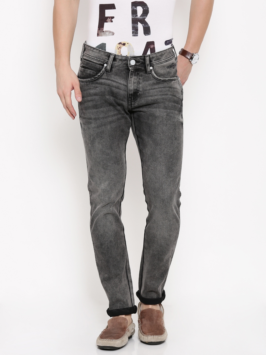 Buy Wrangler Charcoal Grey Skinny Fit Stretchable Jeans Jeans for Men
