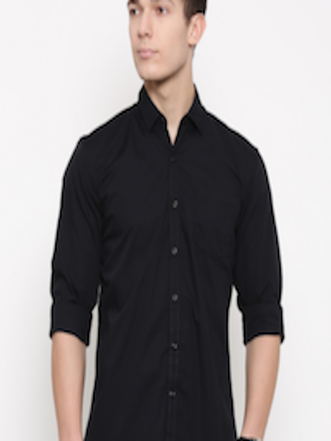 Buy Wrangler Men Black Slim Fit Solid Casual Shirt - Shirts for Men ...
