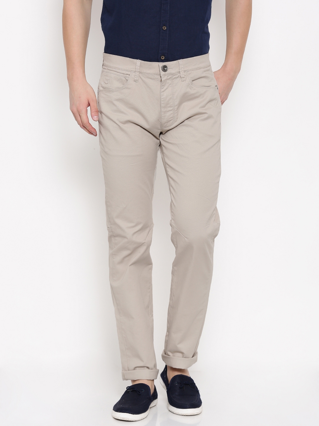 Buy Wrangler Men Beige Slim Fit Solid Chinos - Trousers for Men 1871958 ...